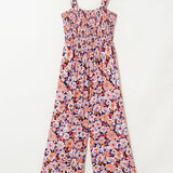 Angelica Square Neckline Stretch High Waist Jumpsuit - Pink Floral