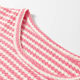 Jaslyn Stripe Breathable Textured Knit Short 2pcs Set