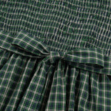 Daisy Plaid Square Neck Shirred High Waist Ruffle Hem Dress