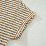 Jaslyn Stripe Breathable Textured Knit Short 2pcs Set