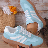 Joy Faux Suede PU Leather Color Block Patchwork Lace-up Shoes