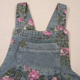 Pleated High Waist Wide Leg Denim Jumpsuit - Dark Wash