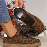 Coffee Leopard Print Contrast Heel Tab Sneaker