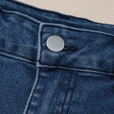 Scalloped Hemline Light Wash Denim Shorts - Blue