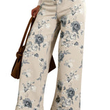 Reese Floral Print Turn-up Cuffed Hem Loose Jeans