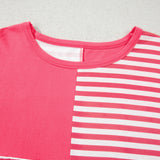 Stripe Color Block Patchwork Drop Shoulder Long Sleeve Tunic Top