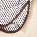 PREORDER Skylar Striped Snap Button Scalloped Hem Winter Vest  - Brown | Dropship