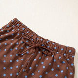 Jane Polka Dot Drawstring Wide Leg Long Sleeve Top Pant Set