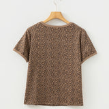 Khaki Fierce Leopard Crew Neck T Shirt