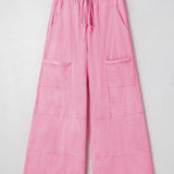 Hannah Mineral Wash Exposed Seam Wide Leg Cargo Pants - Bonbon | Dropship