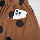 Ivy Polka Dot Wide Leg Elastic Waist Casual Pants