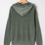 Maeve Mineral Wash Ribbed Knit Drawstring Hooded Sweater | Dropship