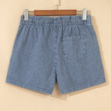 Lottie Stripe Drawstring Elastic Waist Casual Denim Shorts