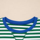 PREORDER - Elsa Stripe Drop Shoulder Boxy Casual Terry Short Set - Green