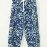 Lucy Dainty Floral Printed Drawstring Barrel Jeans