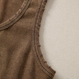 Vintage Distressed Ribbed Mineral Wash Tank Top