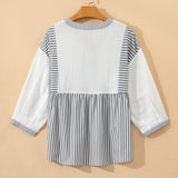 PREORDER Morgan Half Button Gauze Patchwork Bracelet Sleeve Babydoll Blouse | Dropship