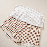 Gingham Crew Neck Long Sleeve Top and Skort Set