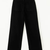 Brooke 2-Button High Waist Flared Bottom Jeans - Black