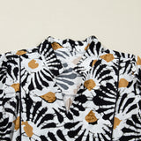 Lucille Abstract Floral Print Split V Neck Long Dress with Sleeves | Dropship