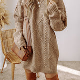 Cable Knit Drop Shoulder Loose Fit Sweater Dress
