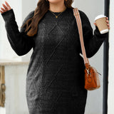 Cable Knit Drop Shoulder Loose Fit Sweater Dress
