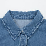 Cheyenne Ruffled Short Sleeve Denim Shirt