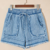 Finlee Frayed Edge Casual Denim Shorts
