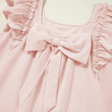 Macie Flutter Sleeve Square Neck Bow Back Mini Dress