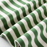 Kimberly Stripe Short Puff Sleeve Contrast Trim Round Neck Tee - Green