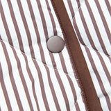 PREORDER Skylar Striped Snap Button Scalloped Hem Winter Vest  - Brown | Dropship