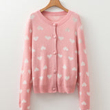 PREORDER Anna Heart Pattern Button Front Cardigan Sweater | Droship