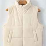 PREORDER Scottie Solid Color Corduroy Puffer Vest Coat - Beige | Dropship