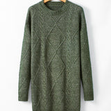 Cable Knit Drop Shoulder Loose Fit Sweater Dress