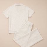 Addyson Lounge Set Polo Tee Casual Pant Set - Heather Gray