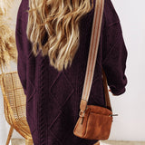 Cable Knit Drop Shoulder Loose Fit Sweater Dress