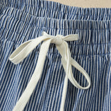 Lottie Stripe Drawstring Elastic Waist Casual Denim Shorts
