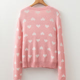 PREORDER Anna Heart Pattern Button Front Cardigan Sweater | Droship