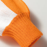 V Neck Checkered Sweater - Tangerine