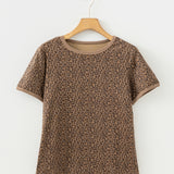 Khaki Fierce Leopard Crew Neck T Shirt
