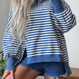 Hazel Raw Seam Split Hem Loose Pullover Sweatshirt