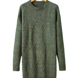 Cable Knit Sweater Dress - Green | Dropship