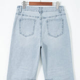 Daphne Frayed Cropped Straight Jeans - Beau Blue