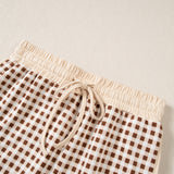 Gingham Crew Neck Long Sleeve Top and Skort Set