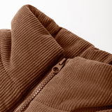 Scottie Solid Color Corduroy Puffer Vest Coat - Coffee