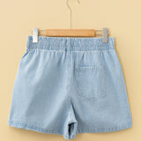 Lottie Stripe Drawstring Elastic Waist Casual Denim Shorts