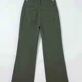 Brooke 2-Button High Waist Flared Bottom Jeans - Olive