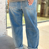 Fallon Blue Medium Wash Cuffed Barrel Jeans
