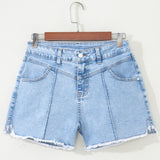 Laila High Waist Frayed Denim Shorts