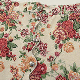Buttoned Front Floral Scalloped Trim Mini Jacquard Floral Skirt